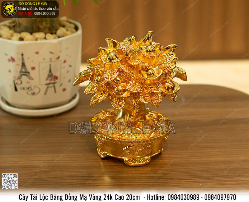 Cây Tài Lộc mạ vàng 24k cao 20cm