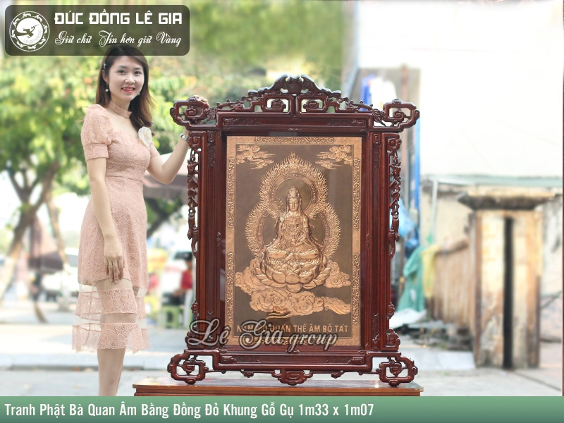 Mẫu tranh Phật Bà đồng đỏ