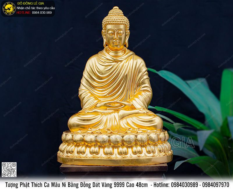 Tượng Phật Thích Ca dát vàng 9999 cao 48cm- TPHATTCA.07