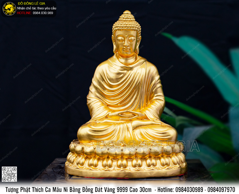 Tượng Phật Thích Ca dát vàng 9999 cao 30cm- TPHATTCA.08