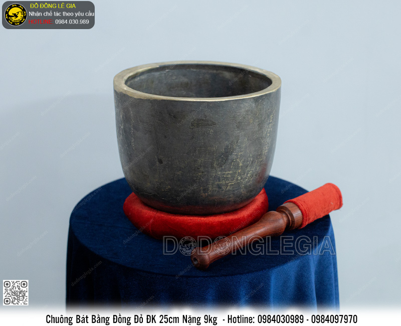 Chuông Bát Bằng Đồng Đỏ ĐK 25cm Nặng 9kg