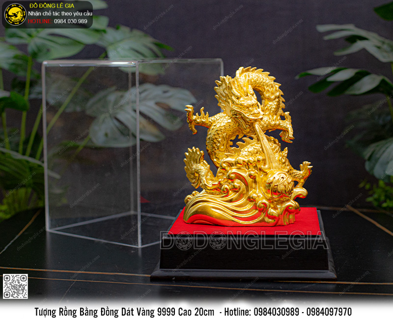 Tượng Rồng Dát Dát Vàng 9999 Cao 20cm