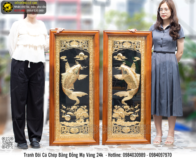 Tranh Cá Chép Bằng Đồng Mạ Vàng 24k Chế Tác Theo Yêu Cầu- TRHCACHEP