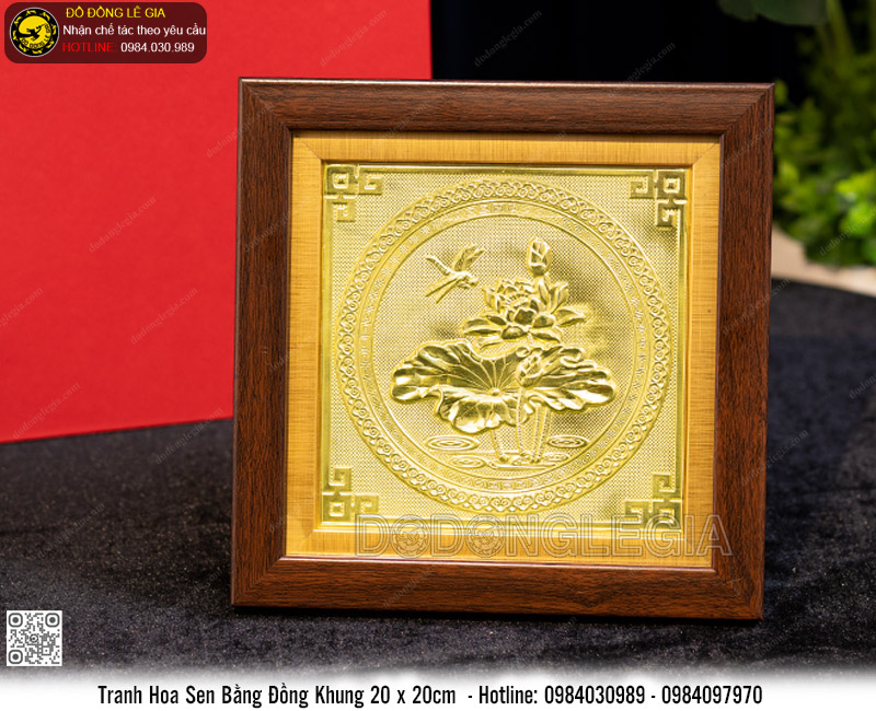 Tranh Hoa Sen Để Bàn Khung 20 x 20cm