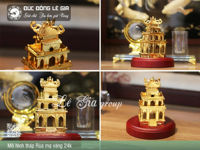 Mô Hình Tháp Rùa Mạ Vàng 24k- MHTRUA.03