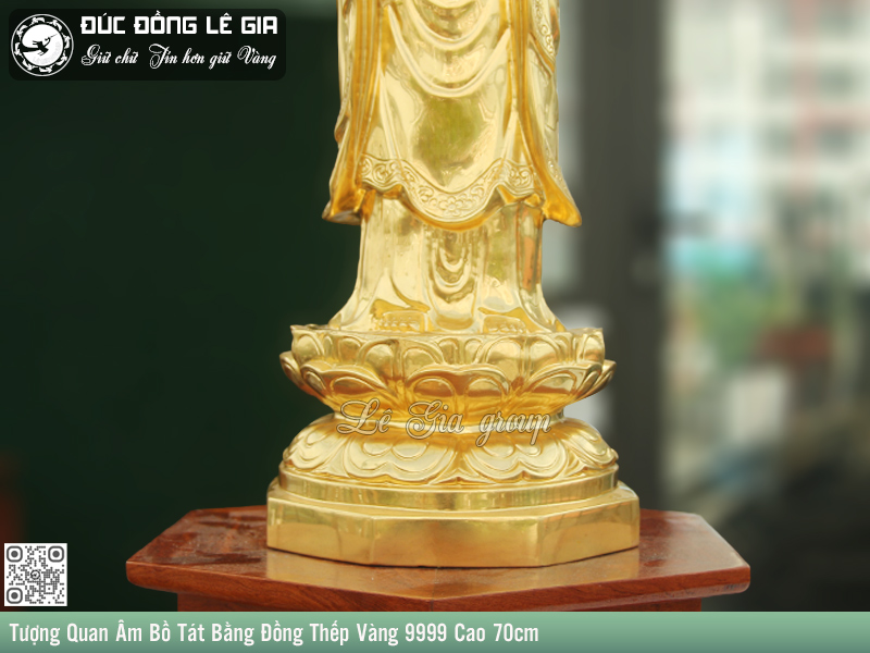 Tượng Phật Bà Quan Âm Dát Vàng 9999 Cao 70cm- TPHATBAQA.02
