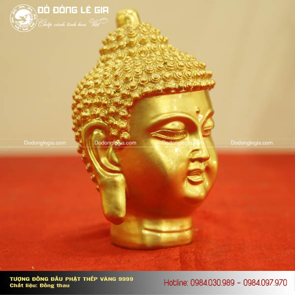 Tượng Đầu Phật Thích Ca thếp vàng 9999