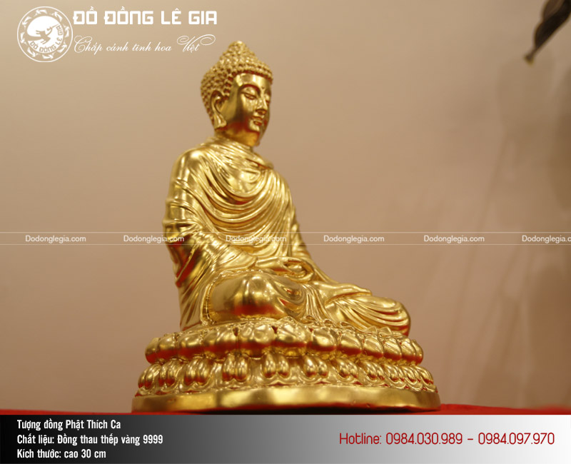 Mẫu tượng đồng Phật Thích Ca thếp vàng 9999 của Lê Gia