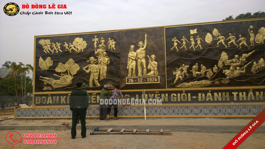 Phù Điêu Quân Đội thước 4.5mx15m Lắp Đặt Cho Sư Đoàn 395 Quảng Ninh