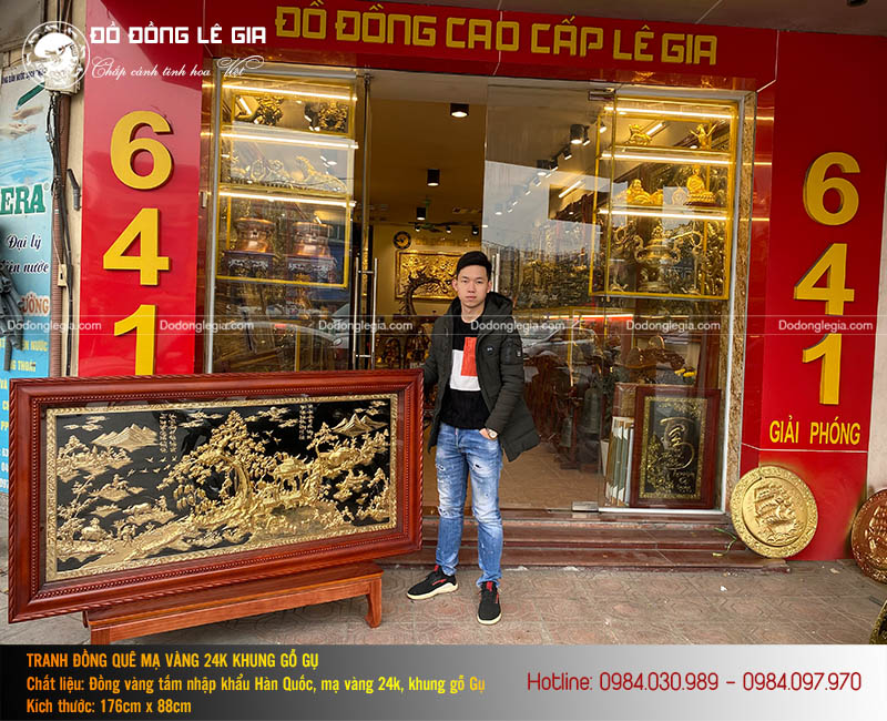 Tranh Đồng quê mạ vàng 24k Khung gỗ gụ