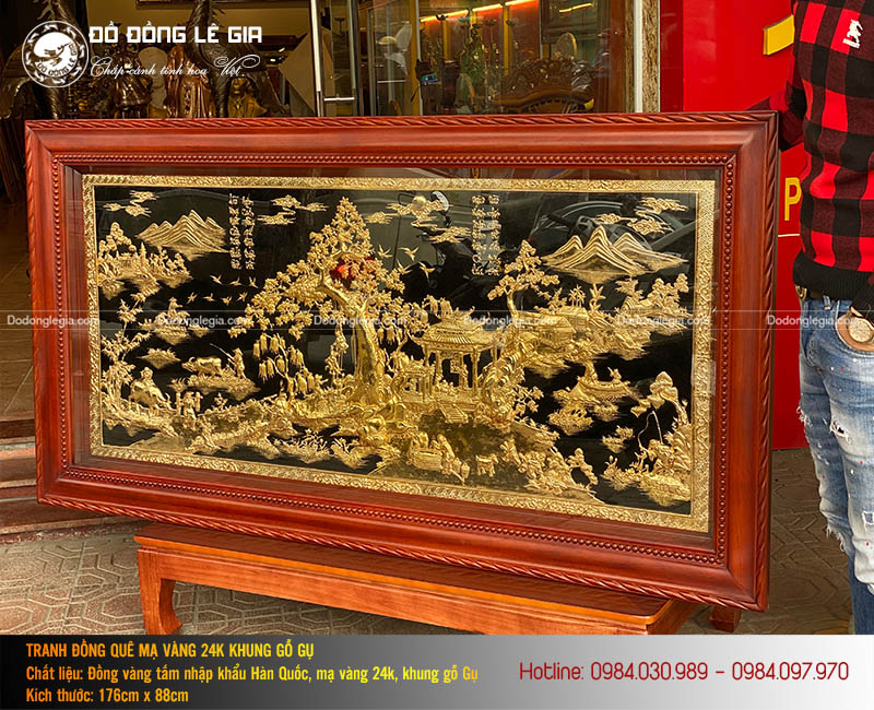 Tranh Đồng quê mạ vàng 24k Khung gỗ gụ