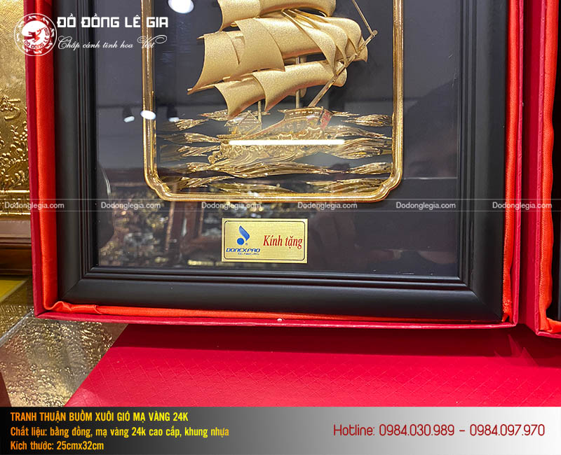 Tranh Thuyền Mạ Vàng 24K- Quà Tặng Cao Cấp