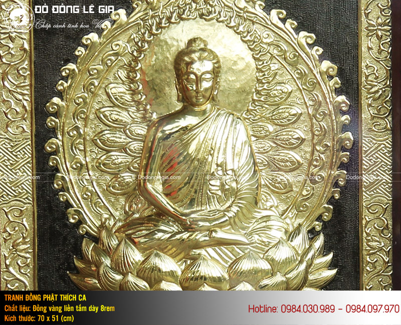 Tranh Phật thích ca bằng đồng KT 70x51cm
