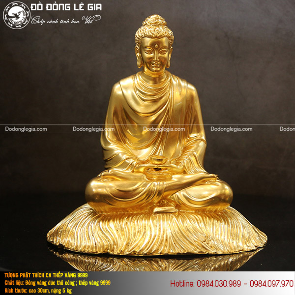 Tượng Phật thích ca ngồi thiền dát vàng 9999