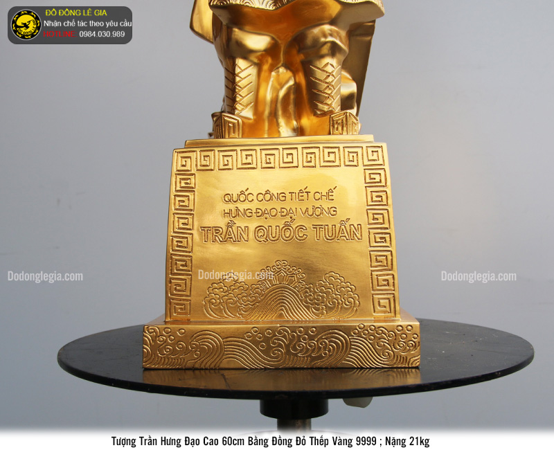 Tượng Trần Hưng Đạo 60cm bằng đồng dát vàng 9999