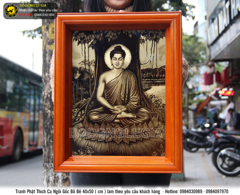 Tranh Phật thích ca ngồi thiền gốc đề KT 40x50cm