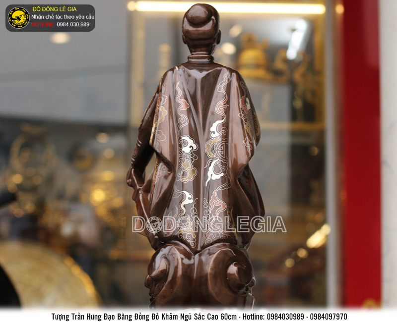 Tượng Trần Hưng Đạo bằng đồng khảm ngũ sắc cao 60cm