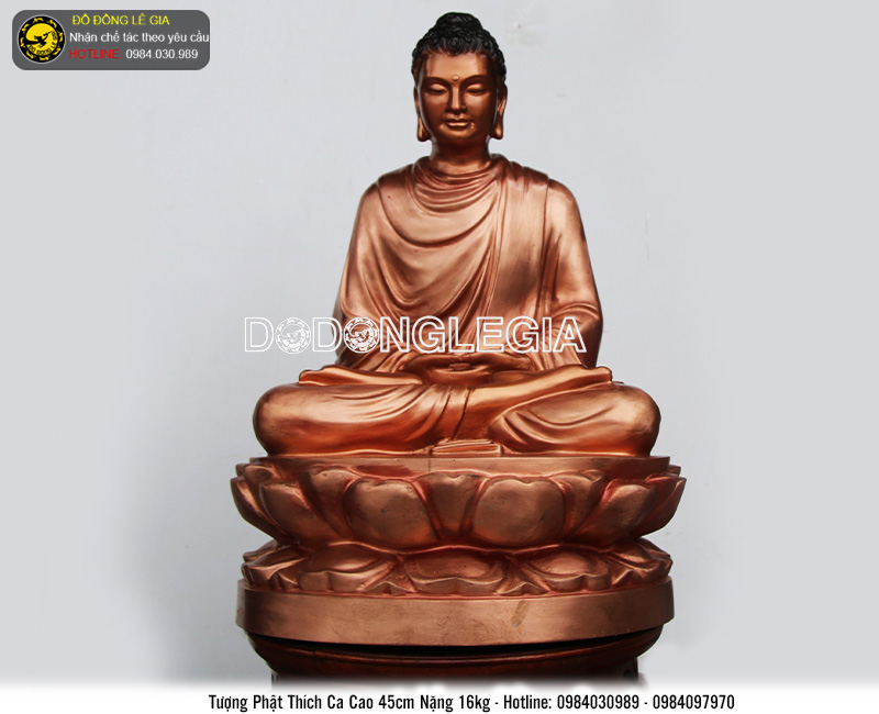 Tượng Phật Thích Ca bằng đồng đỏ cao 45cm