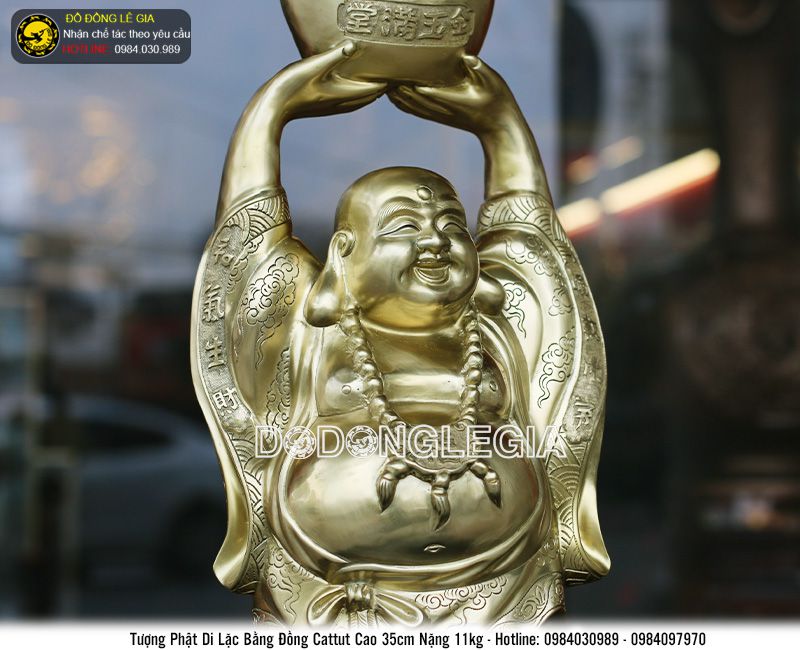 Tượng Phật di lặc đứng bằng đồng cattut cao 35cm