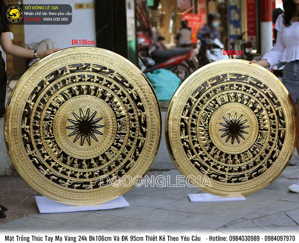 Chế tác 2 mặt trống gò mạ vàng 24k Văn phòng UBND tỉnh Quảng Ngãi