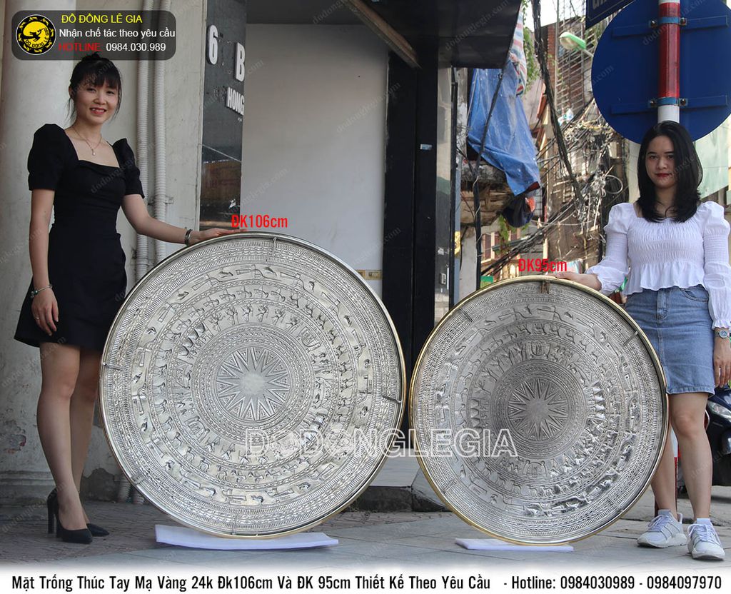 Chế tác 2 mặt trống gò mạ vàng 24k Văn phòng UBND tỉnh Quảng Ngãi