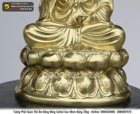 Tượng Phật Quan Thế Âm bồ tát bằng đồng cattut vỏ đạn cao 48cm