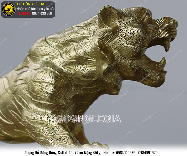 Tượng hổ bằng đồng cattut dài 72cm