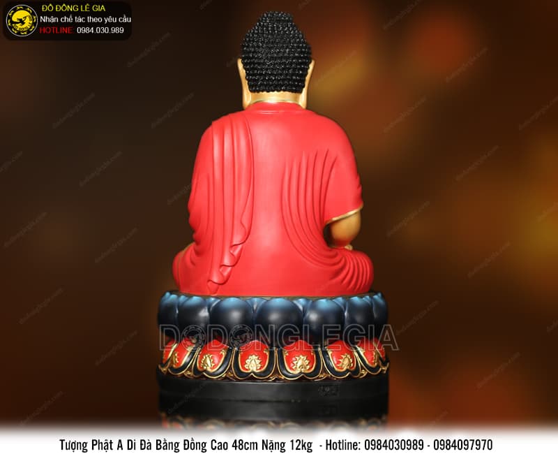 Tôn tượng Phật A Di Đà cầm đài sen bằng đồng cao 48cm hàng cao cấp