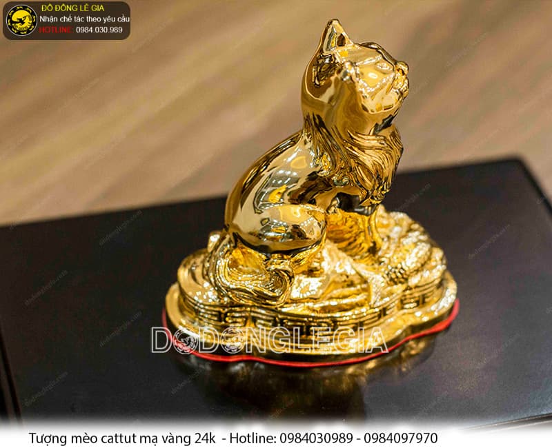 Tượng Mèo cattut mạ vàng 24k