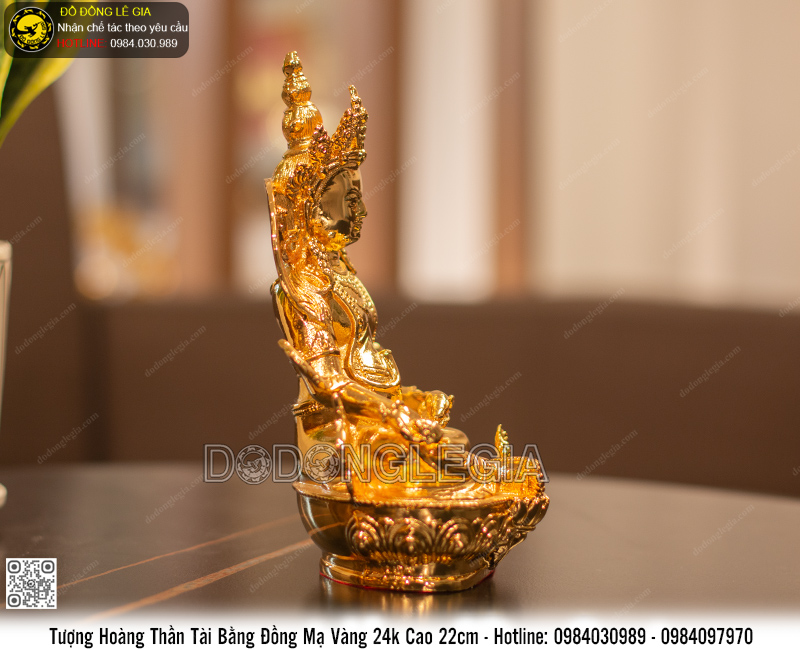 Tượng Hoàng Thần Tài bằng đồng mạ vàng 24k cao 22cm