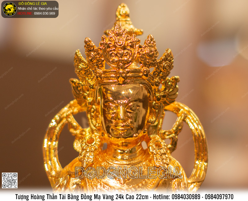 Tượng Hoàng Thần Tài bằng đồng mạ vàng 24k cao 22cm