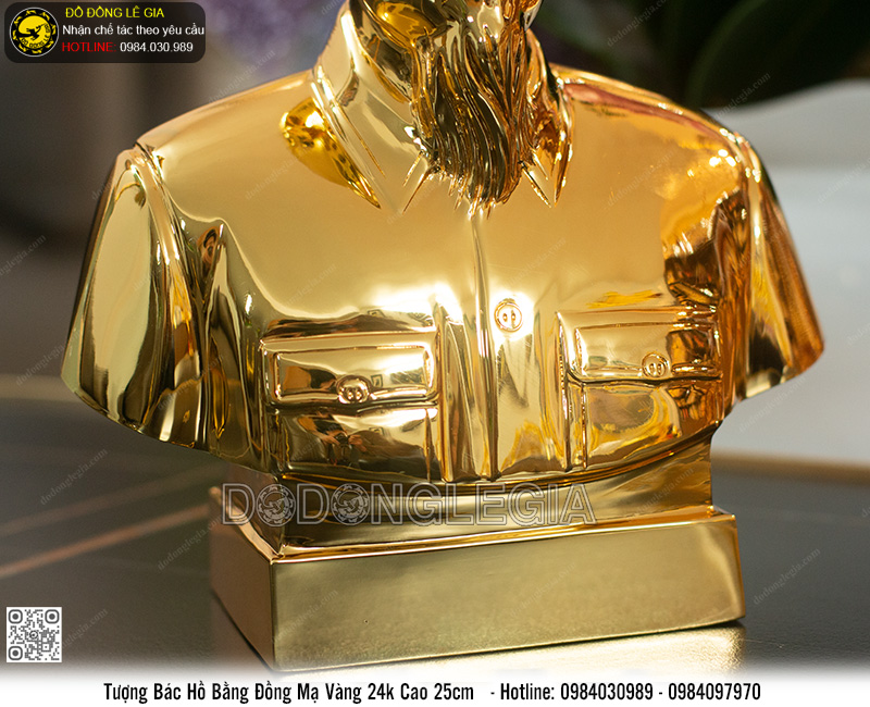 Tượng Bác Hồ Bằng Đồng Mạ Vàng 24k Cao 25cm