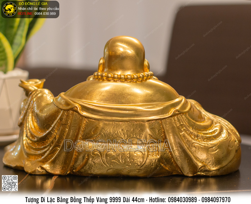 Tượng Phật Di Lặc bằng đồng thếp vàng dài 44cm