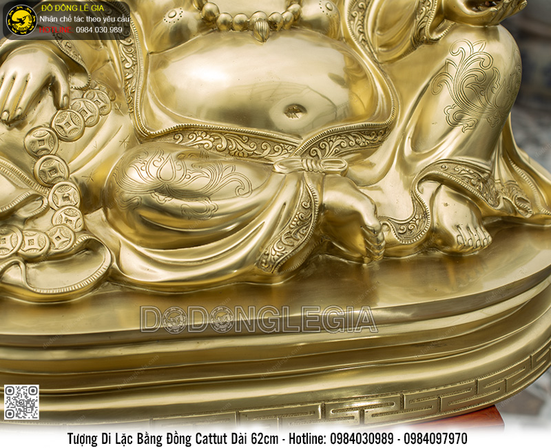 Tượng Phật Di Lặc bằng đồng cattut dài 62cm