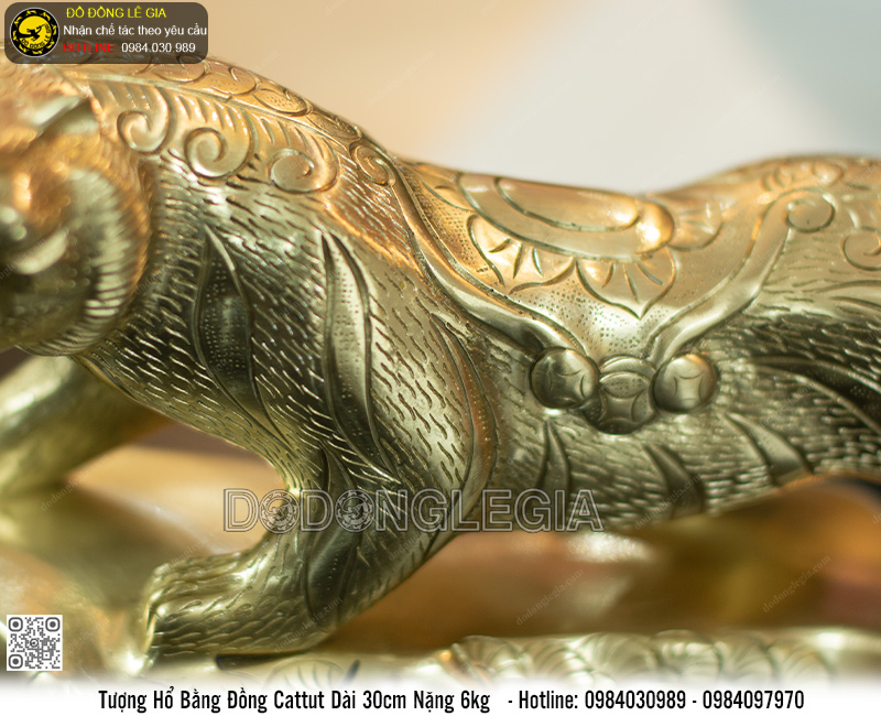 Tượng Hổ bằng đồng cattut dài 30cm