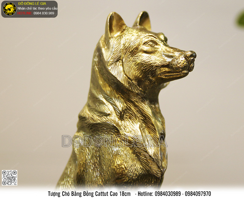 Tượng Chó bằng đồng cattut cao 18cm