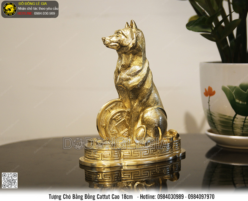 Tượng Chó bằng đồng cattut cao 18cm