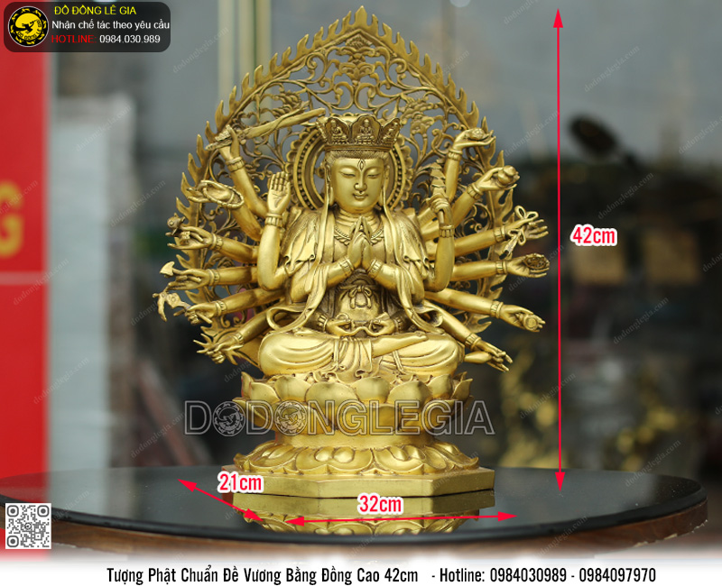 Tượng Phật Chuẩn Đề bằng đồng cao 42cm