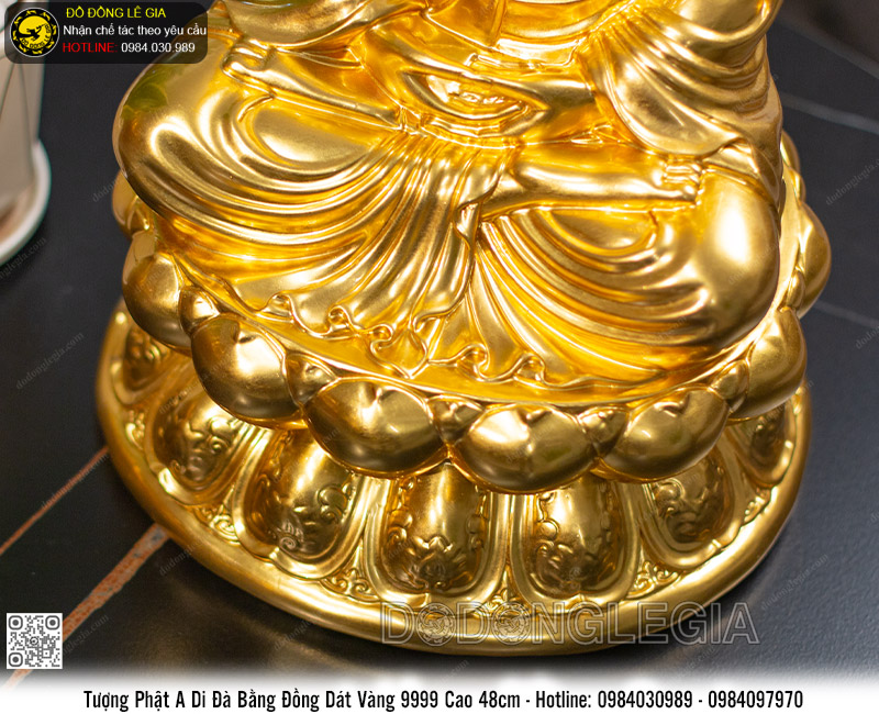 Tượng Phật Tổ A Di Đà dát vàng 9999 cao 48cm