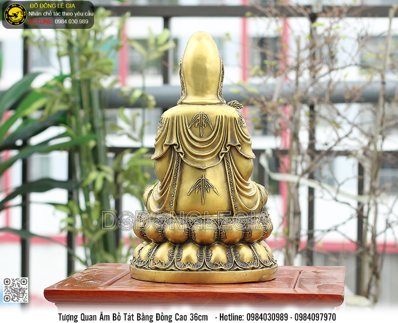 Tượng Phật Quan Âm Bằng Đồng Cao 36cm