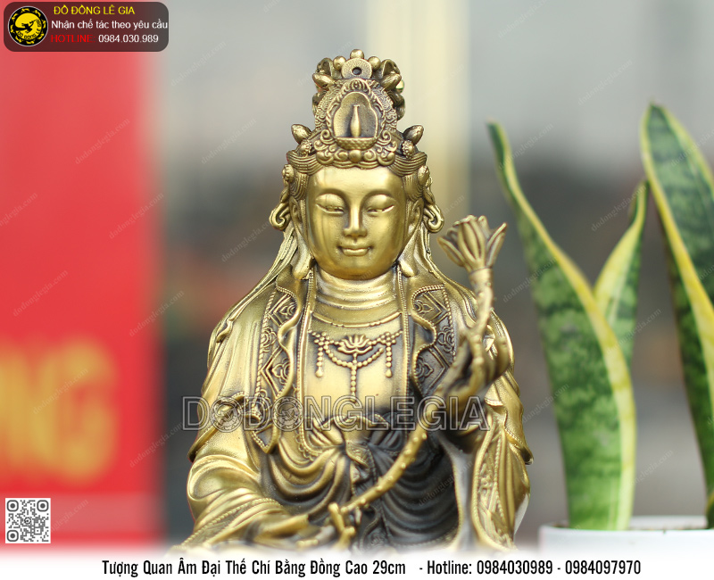 Tượng Phật Đại Thế Chí bằng đồng cao 29cm