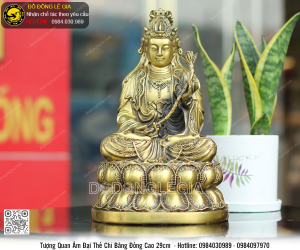 Tượng Phật Đại Thế Chí bằng đồng cao 29cm
