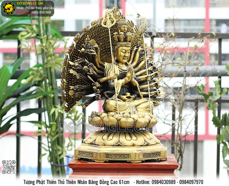 Tượng Phật Thiên Thủ Thiên Nhãn Bằng Đồng Cao 61cm