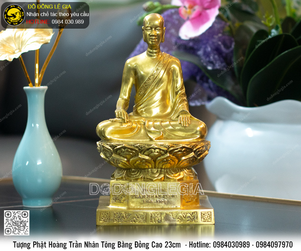 Tượng Phật Hoàng Trần Nhân Tông Bằng Đồng Cao 23cm