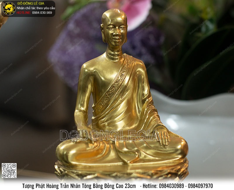 Tượng Phật Hoàng Trần Nhân Tông Bằng Đồng Cao 23cm