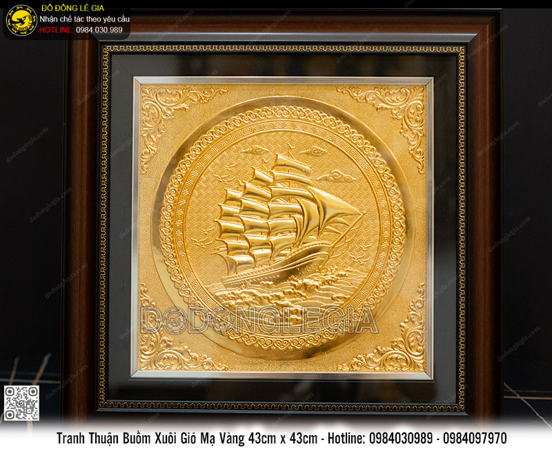 Tranh Thuận Buồm Xuôi Gió Bằng Đồng Mạ Vàng 24k 43 x 43cm
